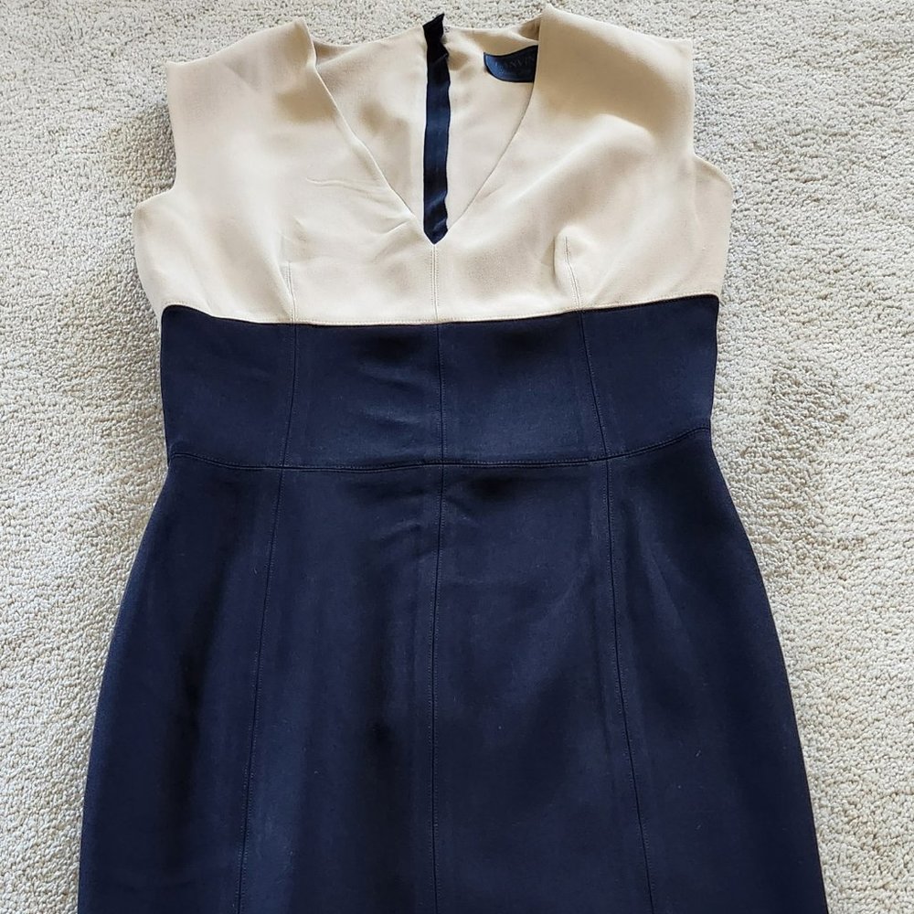 LANVIN 2 TONE VISCOSE TAILORED DRESS SZ 36 MADE IN FRANCE - Picture 5 of 8